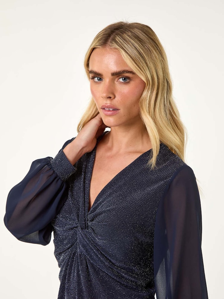 Roman Petite V-Neck Diamante Cuff Stretch Top - Imagen 5 de 5 Roman Petite V-Neck Diamante Cuff Stretch Top - Imagen 5 de 5