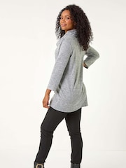 Roman Grey Petite Brushed Knit Wraped Top - Image 3 of 5