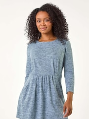 Roman Blue Petite Brushed Knit Pocket Detail Top - Image 2 of 5