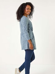 Roman Blue Petite Brushed Knit Pocket Detail Top - Image 3 of 5