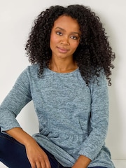 Roman Blue Petite Brushed Knit Pocket Detail Top - Image 4 of 5
