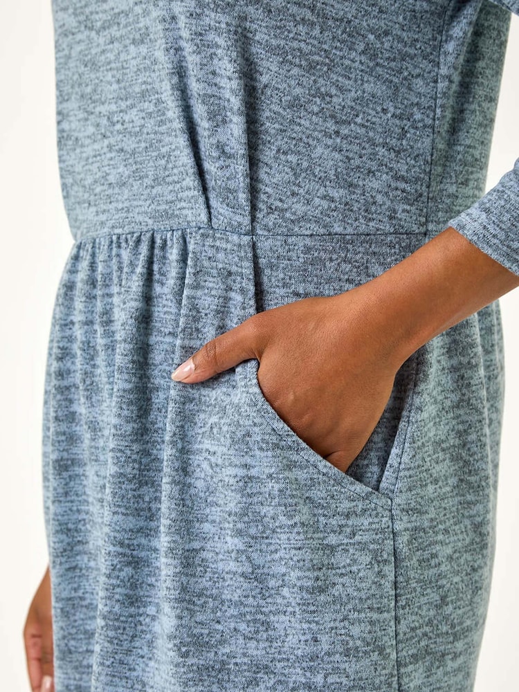 Roman Blue Petite Brushed Knit Pocket Detail Top - Image 5 of 5