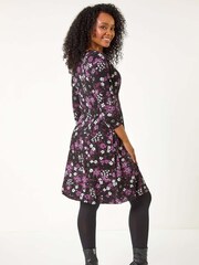 Roman Purple Petite Floral Keyhole Detail Dress - Image 3 of 5
