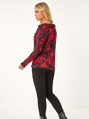 Roman Petite Floral Print V-Neck Frill Front Top - Image 3 of 5