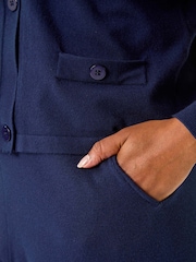 Roman Blue Petite Buttoned Knit Cardigan - Image 5 of 5