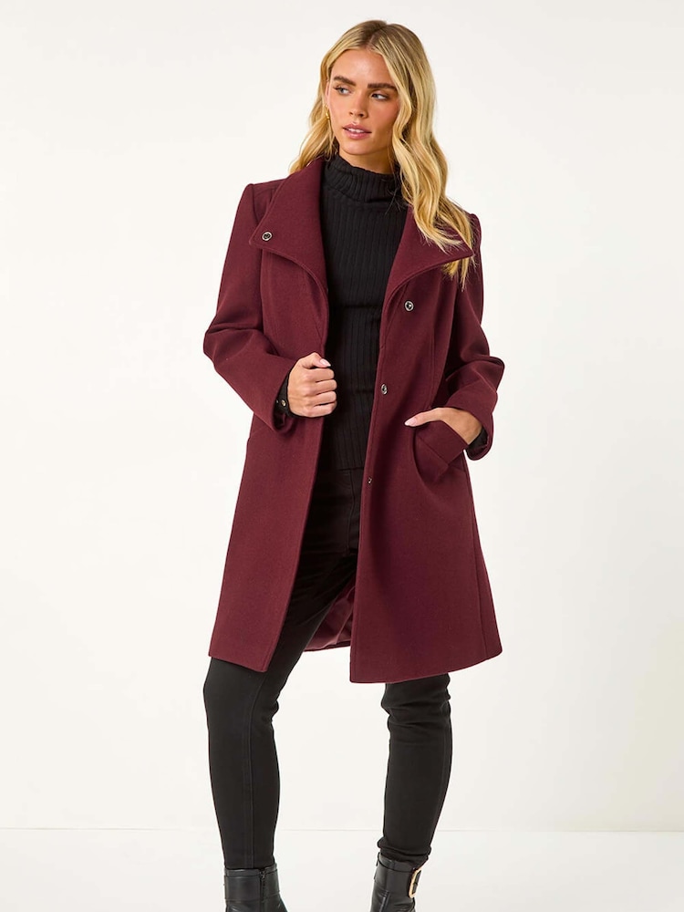 Roman Red Petite Funnel Neck Pocket Detail Coat - Image 2 of 5
