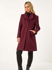 Roman Red Petite Funnel Neck Pocket Detail Coat - Image 4 of 5