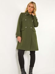 Roman Green Petite Double Breasted Military Coat - Image 1 of 5