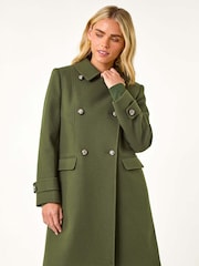 Roman Green Petite Double Breasted Military Coat - Image 2 of 5