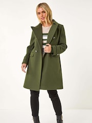 Roman Green Petite Double Breasted Military Coat - Image 4 of 5