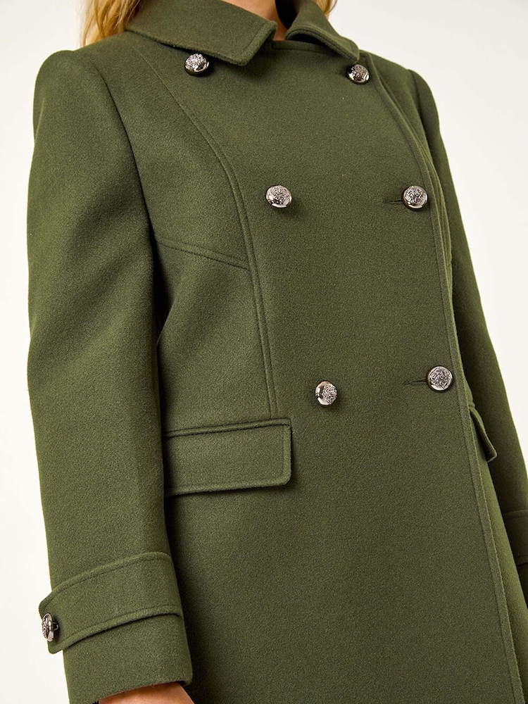 Roman Green Petite Double Breasted Military Coat - Image 5 of 5