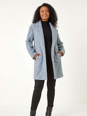 Roman Blue Petite Textured Boucle Coat - Image 1 of 5