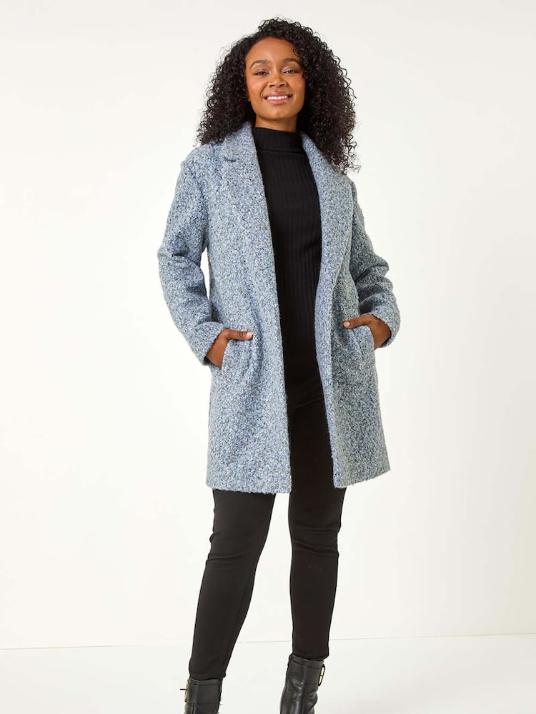 Roman Blue Petite Textured Boucle Coat - Image 1 of 5