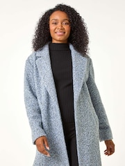 Roman Blue Petite Textured Boucle Coat - Image 2 of 5