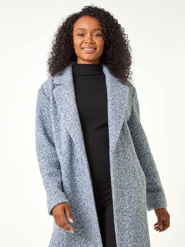 Roman Blue Petite Textured Boucle Coat - Image 2 of 5