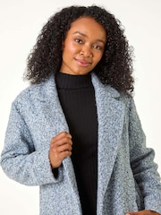 Roman Blue Petite Textured Boucle Coat - Image 4 of 5
