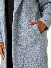 Roman Blue Petite Textured Boucle Coat - Image 5 of 5