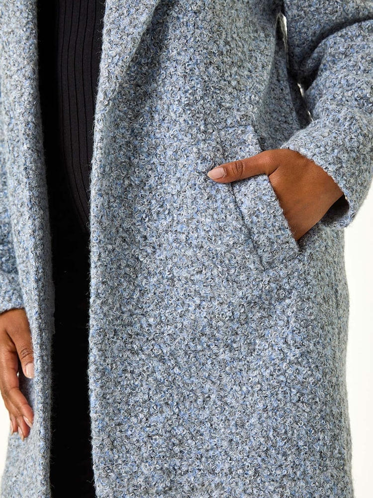 Roman Blue Petite Textured Boucle Coat - Image 5 of 5