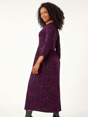 Roman Purple Petite Swirl Print Stretch Midi Dress - Image 3 of 5
