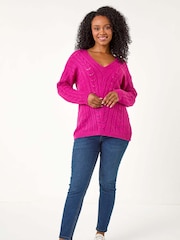 Roman Pink Petite V-Neck Knit Jumper - Image 2 of 5