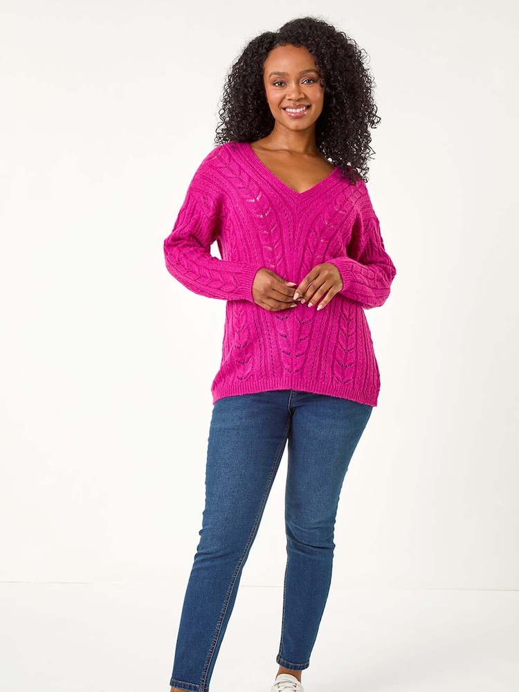 Roman Pink Petite V-Neck Knit Jumper - Image 2 of 5