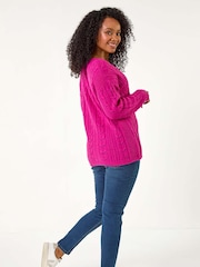 Roman Pink Petite V-Neck Knit Jumper - Image 3 of 5