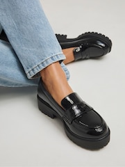 Simply Be Black Chunky Penny Loafers In Extra Wide Fit - Image 1 of 4