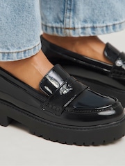 Simply Be Black Chunky Penny Loafers In Extra Wide Fit - Image 3 of 4