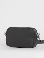 JD Williams Black Detatchable Leopard Print Strap Leather Saddle Bag - Image 2 of 4