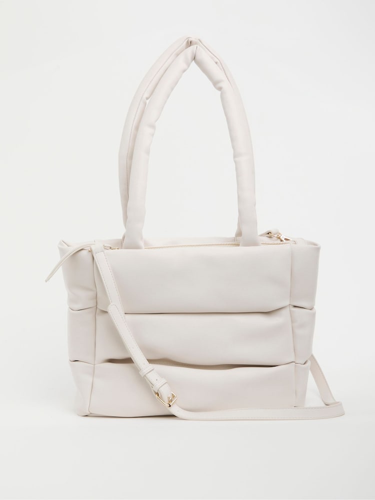 Simply Be Cream Soft Volume PU Tote Bag - Image 1 of 4