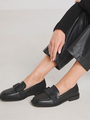 Simply Be Black Oversize Bow Loafers In Wide Fit - Image 1 of 4