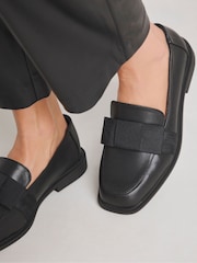 Simply Be Black Oversize Bow Loafers In Wide Fit - Image 3 of 4