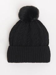 JD Williams Black Cable Knit Hat Gloves Scarf Set - Image 3 of 5