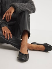 JD Williams Black Basic Leather Ballerinas In Extra Wide Fit - Image 1 of 4