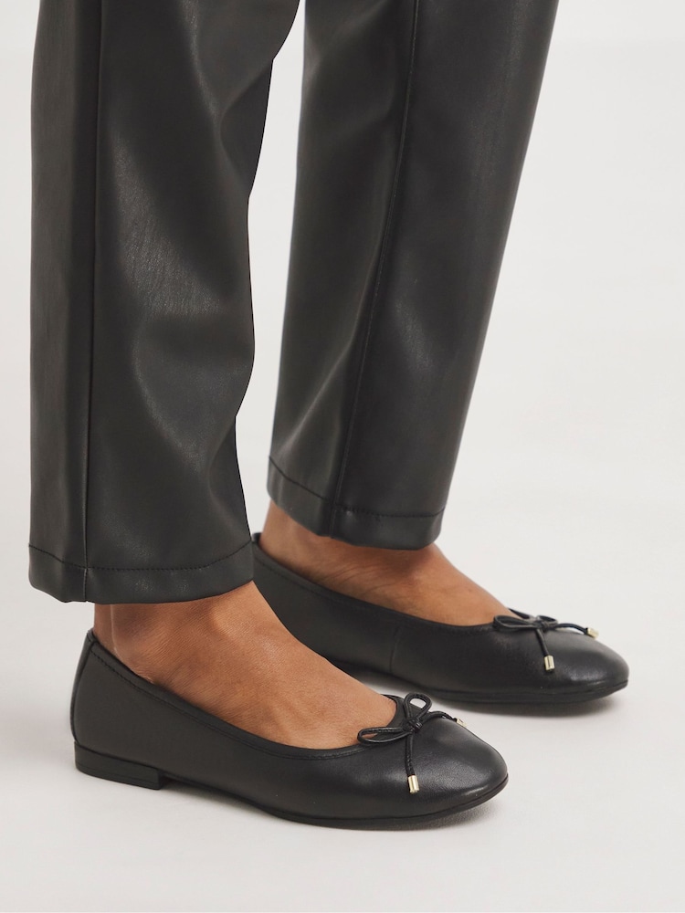 JD Williams Black Basic Leather Ballerinas In Extra Wide Fit - Image 2 of 4