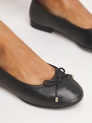 JD Williams Black Basic Leather Ballerinas In Extra Wide Fit - Image 4 of 4