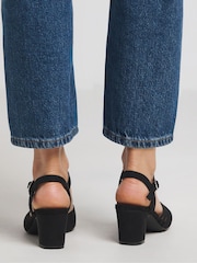 JD Williams Black Strap Detail Low Heel Sandals In Wide Fit - Image 2 of 4