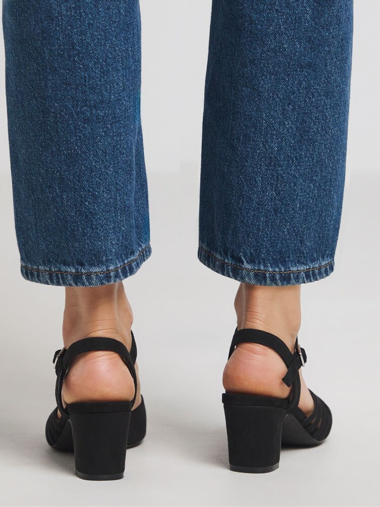 JD Williams Black Strap Detail Low Heel Sandals In Wide Fit - Image 2 of 4 JD Williams Black Strap Detail Low Heel Sandals In Wide Fit - Image 2 of 4