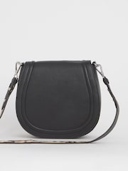JD Williams Black Modern Leather Saddle Bag - Image 1 of 4