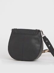 JD Williams Black Modern Leather Saddle Bag - Image 2 of 4
