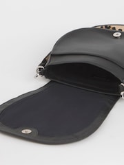 JD Williams Black Modern Leather Saddle Bag - Image 3 of 4