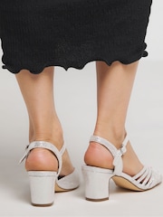 JD Williams Silver Strap Detail Low Heel Sandals In Wide Fit - Image 2 of 4