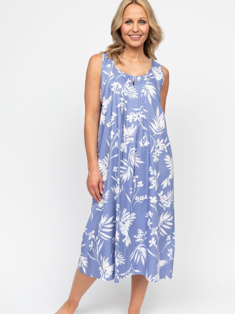 Cyberjammies Blue Nora Rose Woven Long Nightdress - Image 1 of 4