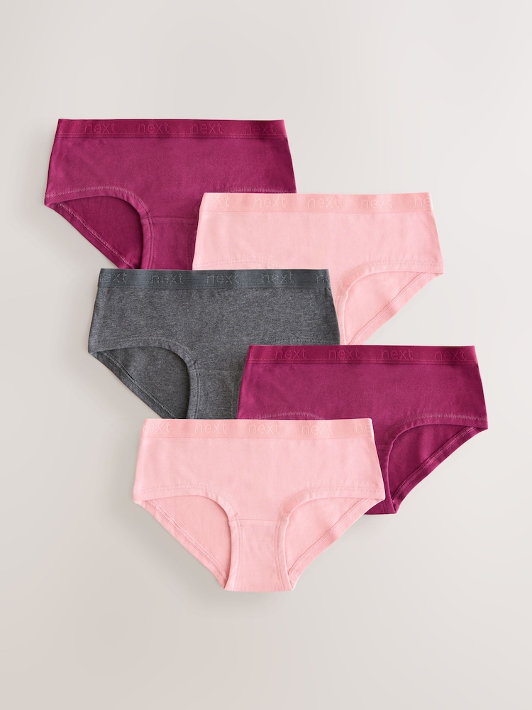 Berry Red Hipster Briefs 5 Pack (2-16yrs) - Image 1 of 9 Berry Red Hipster Briefs 5 Pack (2-16yrs) - Image 1 of 9