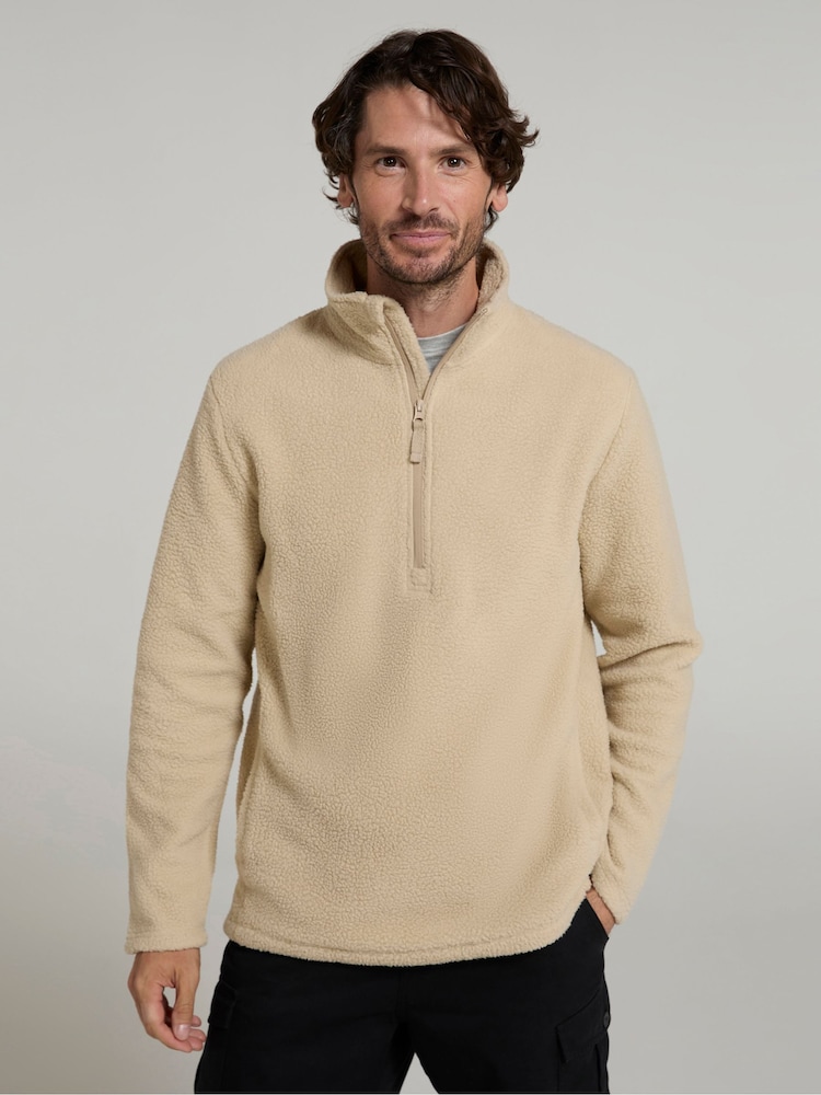 Mountain Warehouse Natural Mens Ted Half-Zip Fleece - Image 1 of 4 Mountain Warehouse Natural Mens Ted Half-Zip Fleece - Image 1 of 4