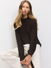 Chocolate Brown Cosy Soft Touch Long Sleeve Crewneck Jumper Top - Image 1 of 4