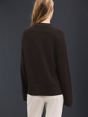 Chocolate Brown Cosy Soft Touch Long Sleeve Crewneck Jumper Top - Image 3 of 4