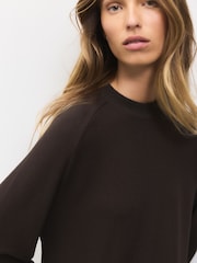 Chocolate Brown Cosy Soft Touch Long Sleeve Crewneck Jumper Top - Image 4 of 4