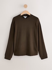 Chocolate Brown Cosy Soft Touch Long Sleeve Crewneck Jumper Top - Image 5 of 7