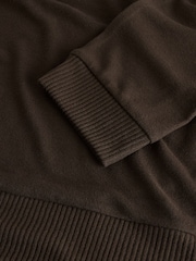 Chocolate Brown Cosy Soft Touch Long Sleeve Crewneck Jumper Top - Image 6 of 7